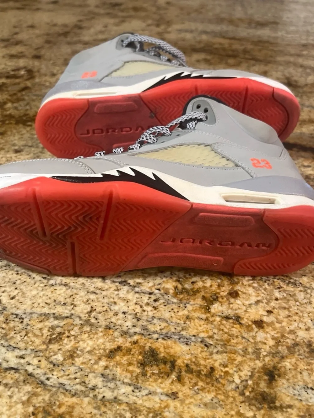 Jordan Men’s Grey Sneakers with Infrared Accents